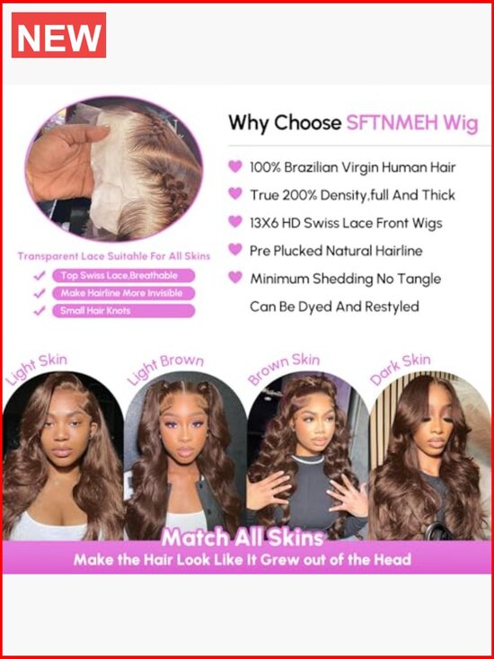 30 Inch Lace Front Wig 200 Density 13X6 HD Body Wave Human Hair Pre Plucked main image 5